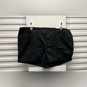 Black Mid-rise Dressy Sateen Shorts